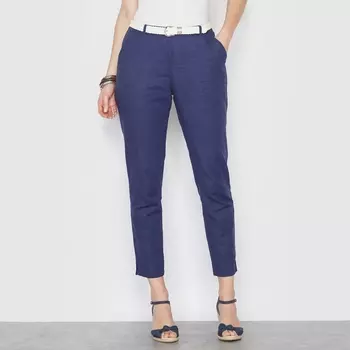 Брюки прямые 7/8, из льна и хлопка