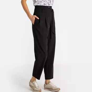 Брюки прямые с вытачками и высокой талией