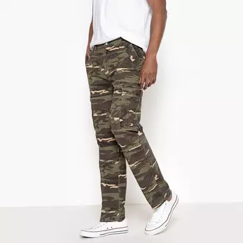 Брюки с камуфляжным рисунком в стиле милитари прямого покроя