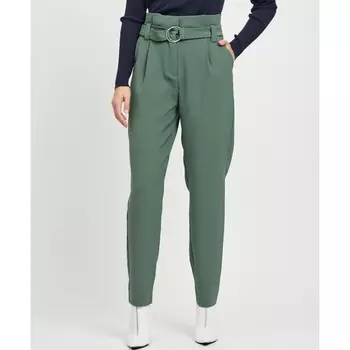 Брюки с завышенной талией и поясом и складками