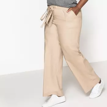 Брюки широкие из льна и вискозы