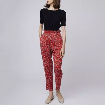 Брюки широкие с завышенной талией и стилизованным рисунком