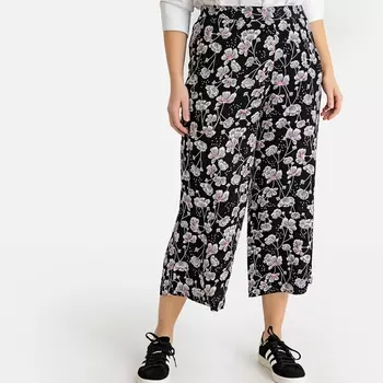 Брюки широкие укороченные с цветочным принтом