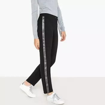 Брюки струящиеся с полосами по бокам и эластичным поясом