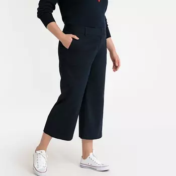 Брюки укороченные широкие покроя чино