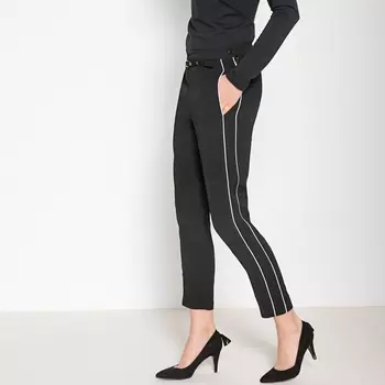 Брюки узкие 7/8 с контрастным кантом вдоль брючин