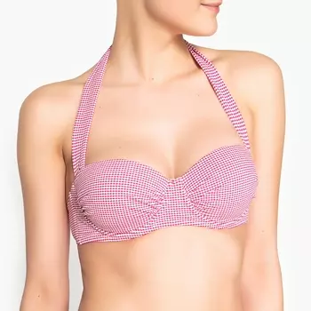 Бюстгальтер-балконет от купальника в клетку на косточках