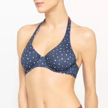 Бюстгальтер-фулар от купальника, рисунок в горох