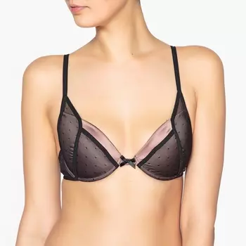 Бюстгальтер из сатина с вышивкой гладью