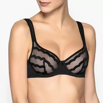 Бюстгальтер облегающий из тюля с вышивкой