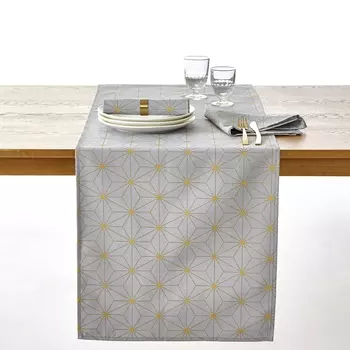 Дорожка настольная Noel Nordic Star, золотистый рисунок.