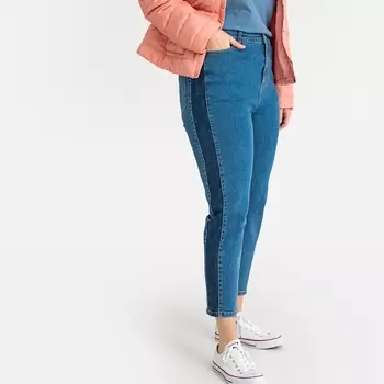 Джинсы мом с полосами по бокам брючин