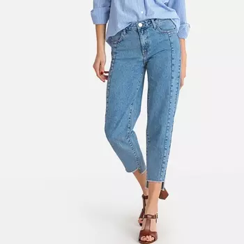 Джинсы прямые укороченные с разрезами