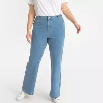 Джинсы расклешенные с мелкими стразами