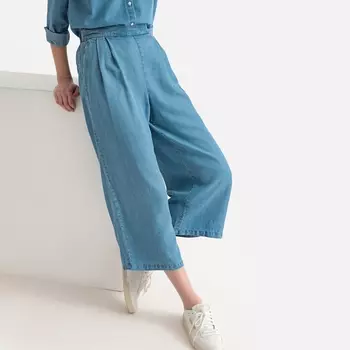 Джинсы широкие из лиоцелла с завышенной талией