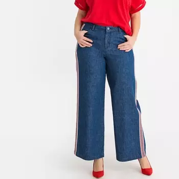 Джинсы широкие с полосами по бокам брючин