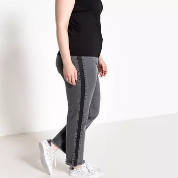 Джинсы узкие 7/8 с полосами по бокам