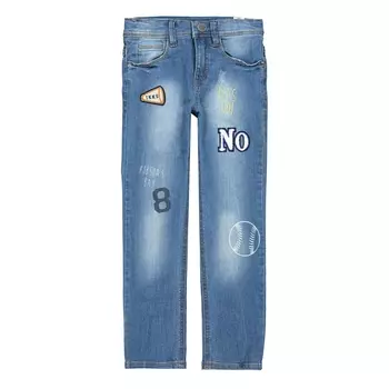 Джинсы узкие с нашивками, 5-14 лет