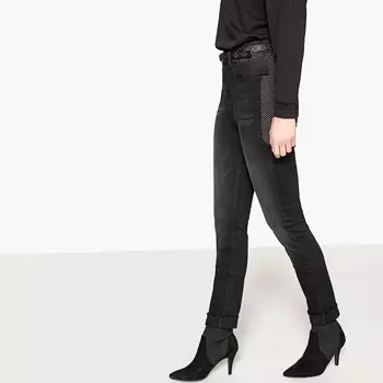 Джинсы узкие с потертым эффектом из денима стретч