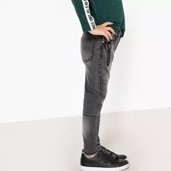 Джинсы узкие с разрезами на коленях, 3-12 лет