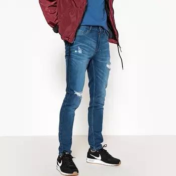 Джинсы узкого покроя с эффектом потертостей