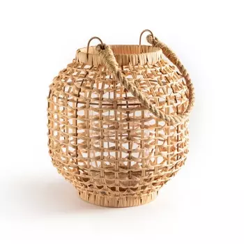 Фонарь из стекла и ротанга, В.24 см, Meida