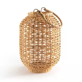 Фонарь из стекла и ротанга, В.33,5 см, Meida