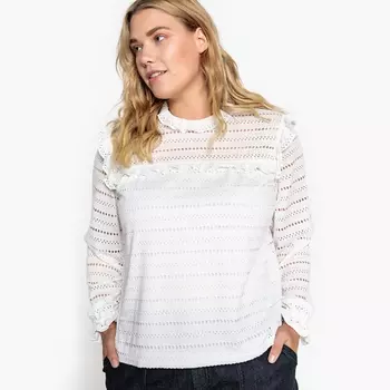 Футболка-блузка с воротником-стойкой и длинными рукавами