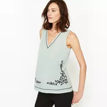 Футболка для беременных из двух материалов, с вышивкой