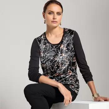 Футболка из двух материалов с принтом