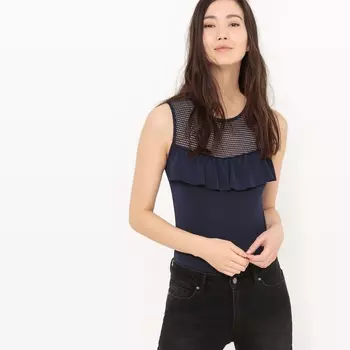 Футболка однотонная с круглым вырезом, без рукавов