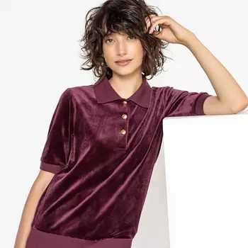 Футболка-поло из велюра