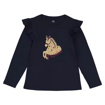 Футболка с длинными рукавами и блестящим рисунком пони, 3-12 лет