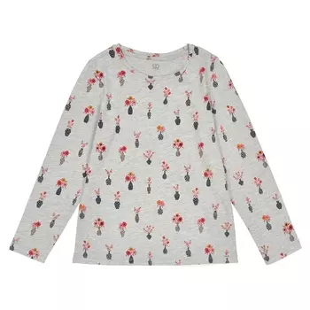 Футболка с длинными рукавами и цветочным рисунком, 3-12 лет