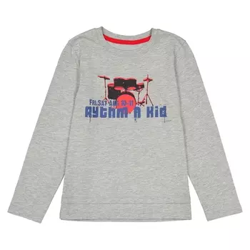 Футболка с длинными рукавами и рисунком батарейка, 3-12 лет