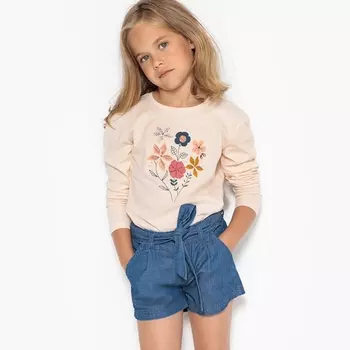Футболка с длинными рукавами и вышитым рисунком, 3-12 лет