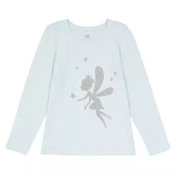 Футболка с длинными рукавами с блестящим рисунком фея, 3-12 лет