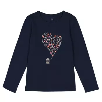 Футболка с длинными рукавами с завязками и рисунком сердце, 3-12 лет