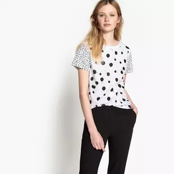 Футболка с двойным принтом в горошек