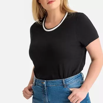 Футболка с круглым контрастным вырезом с короткими рукавами