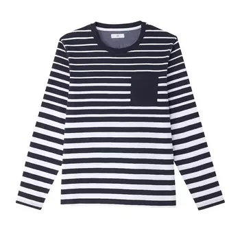 Футболка с круглым вырезом, длинными рукавами в полоску