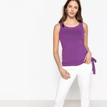 Футболка с круглым вырезом и бантиком сбоку, без рукавов