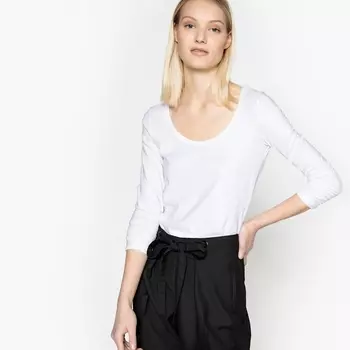 Футболка с круглым вырезом и длинными рукавами из джерси стретч