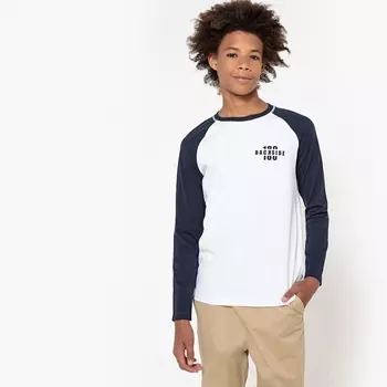 Футболка с круглым вырезом и длинными рукавами, 10-16 лет