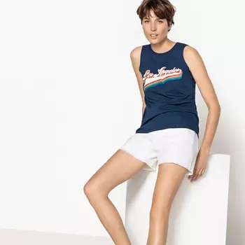 Футболка с круглым вырезом и рисунком, без рукавов