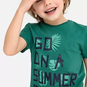 Футболка с круглым вырезом и рисунком спереди, 3-12 лет