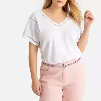 Футболка с круглым вырезом из льна и хлопка с неполным переплетением