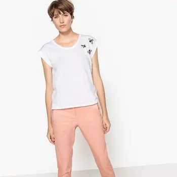 Футболка с круглым вырезом, короткими рукавами и украшением насекомые