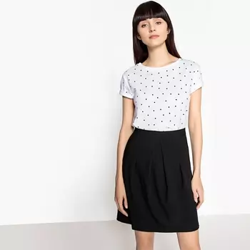 Футболка с круглым вырезом, короткими рукавами и рисунком в горошек