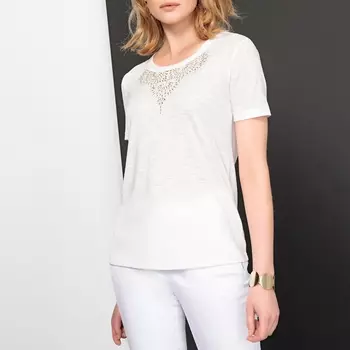 Футболка с круглым вырезом, оригинальными заклепками и короткими рукавами